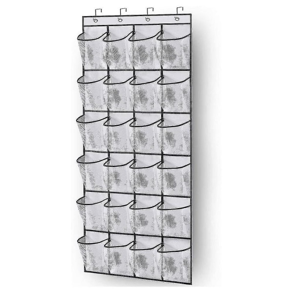 Over The Door Shoe Organizer 24 store meshlommer passer til soveværelset - hvid