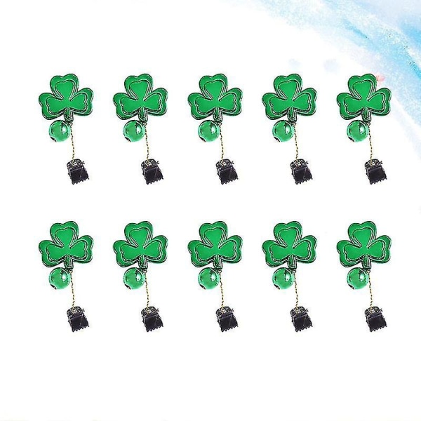 10 stk Festival Clover Whisker Clips St Patrick's Day skjegg skinnende anheng klips skjegg ornamenter