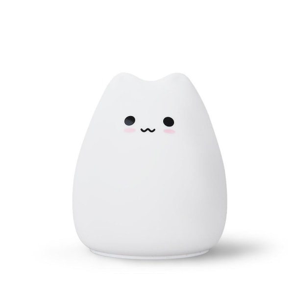 1st katt nattlampa för barn söt silikon Rgb fargeskiftande ledlampa för flickor och pojkar barnkammare, vit hvit white 9*8.9*10.2cm