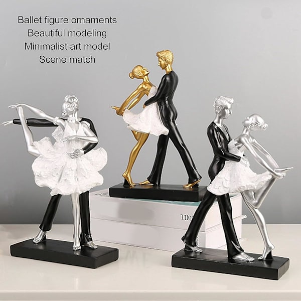 Par Ballettdans Skulptur Pardans Abstrakt statue Enkel stil Harpiks Moderne Dekorativ For Stue Kontor (ballettdans For To Personer) Ballet Dance for Two People