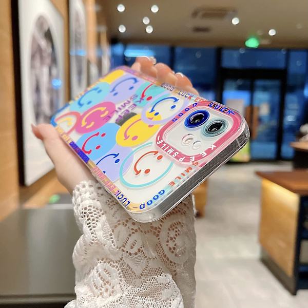 Liangnv Cute Smile Face Telefonfodral Kompatibel med Iphone 12 Kameraskydd Stötsäkert Mode Mjuk Tpu Clear Smile Flower Cover Fodral För Iphone 12