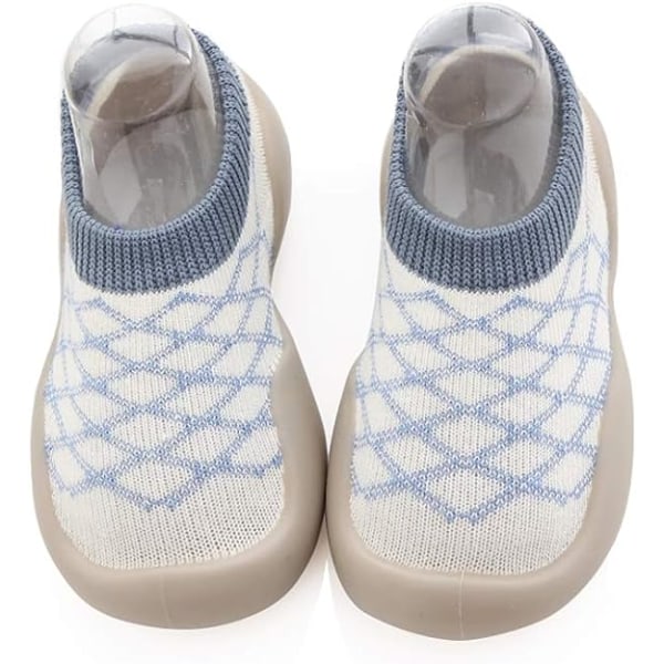 Baby ensikävelykengät, 1-4-vuotiaiden baby kengät , sukat (sininen ruudukko, Numeric_3)