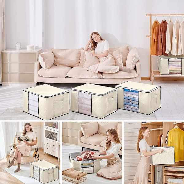 Stor Kapacitet Tøj Opbevaringsposer 6 Pack, Garderobe Organizer til Sengetøj