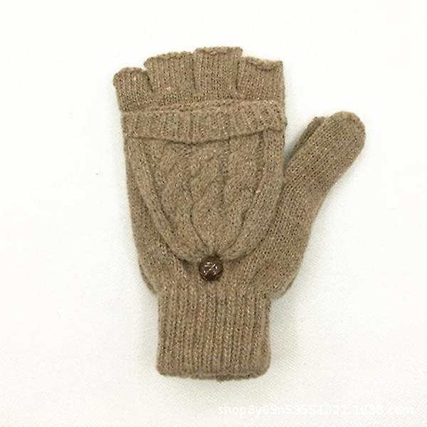 Ladies Gloves Knitted Gloves Half-finger Flip Dual-use Warm Gloves