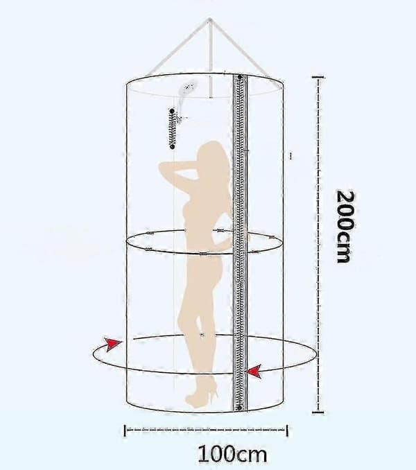 Rund Duschdraperi i Polyester Hängande Termisk Isolering Förtjockad Dubbel Dragkedja D100 * L200cm