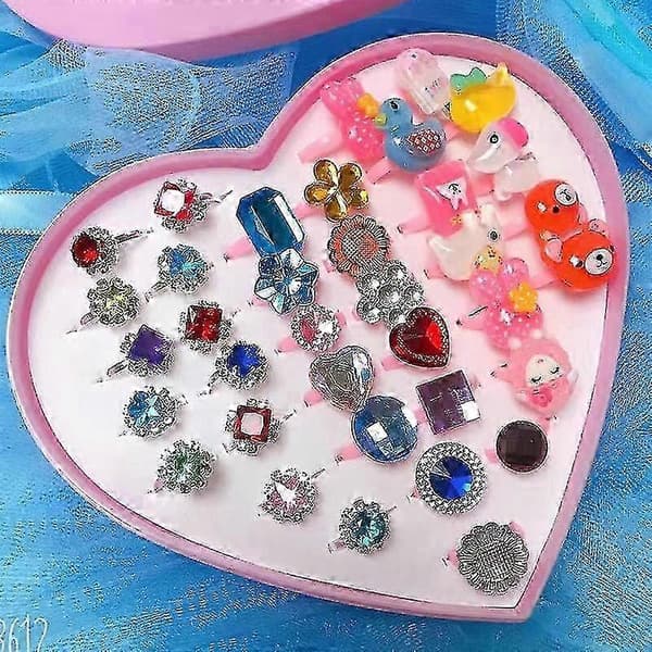 36 stk Barnringer Barn Diamant Prinsesse Edelstensring Smykker - JV Hybrid base 36pcs