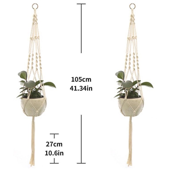 2kpl Macrame-kasvinripustimet sisäkäyttöön ulkokäyttöön riippuva istutuskori