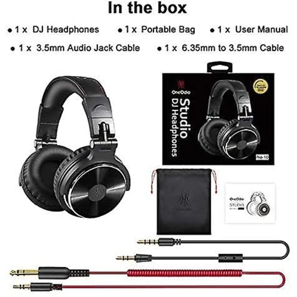 Over-ear Studiohörlurar Bas Med 6,3 Mm & 3,5 Mm Jack Closed Dj-hörlurar