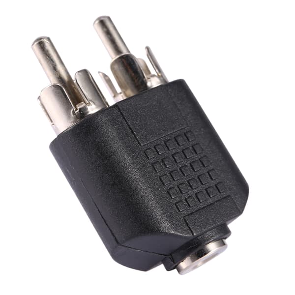 3,5 mm hunkontakt til dobbelt RCA han-splitteradapter