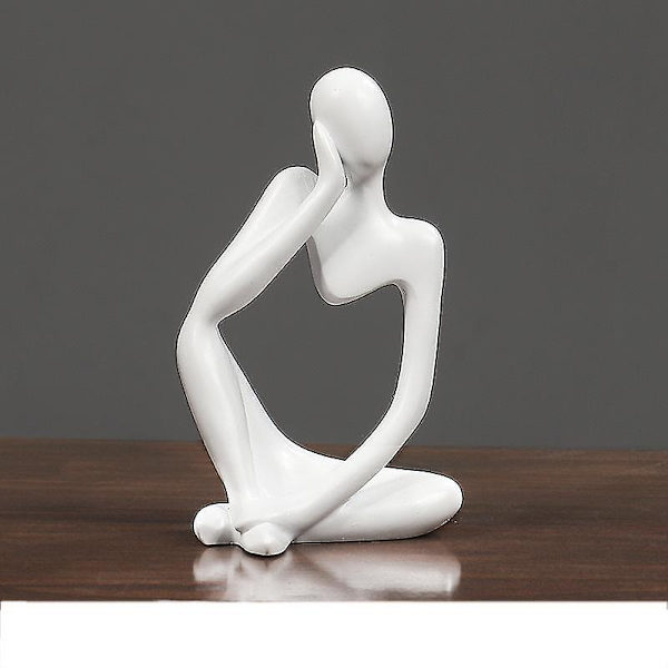 Sindax Thinker Skulpturer Figurer Abstrakt figur Skulptur Figur Resin Håndlavet statue Hjem dekoration Desktop Ornamenter white       C