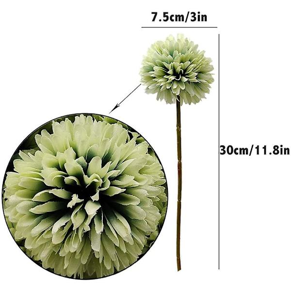 12 kpl Keinotekoisia krysanteemipallokukkia silkkivarrella Hortensia-asetelma Kukkakimppu -sininen green