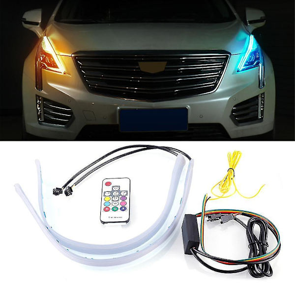 2kpl peräkkäiset virtaavat Rgb-päiväajovalot Drl multi led-suunnatut suuntavilkut ajovaloihin 30cm