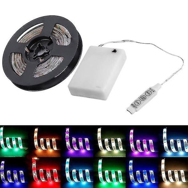 Rgb Led Strip Lights Med Batterilåda Vattentät Craft Hobby Light 50-200cm