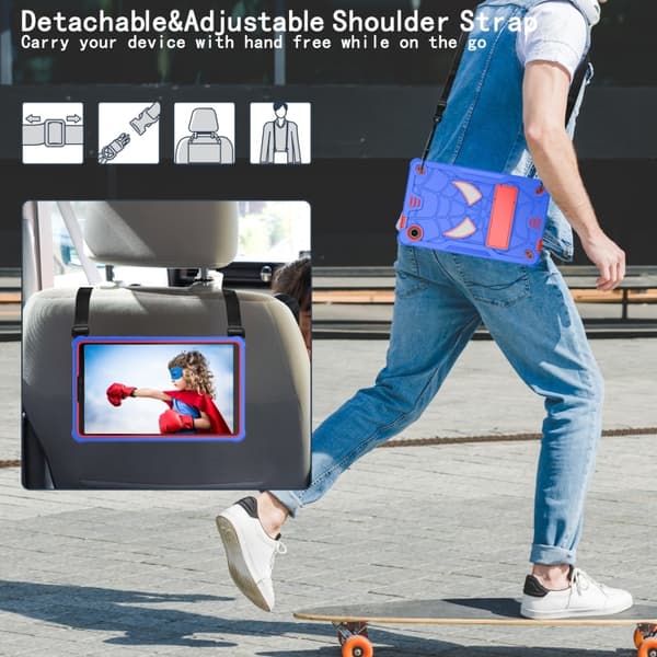 【BQ】Samsung Galaxy Tab A9 Case in Spider Silicone Hybrid PC Bl\u00e5 R\u00f6d