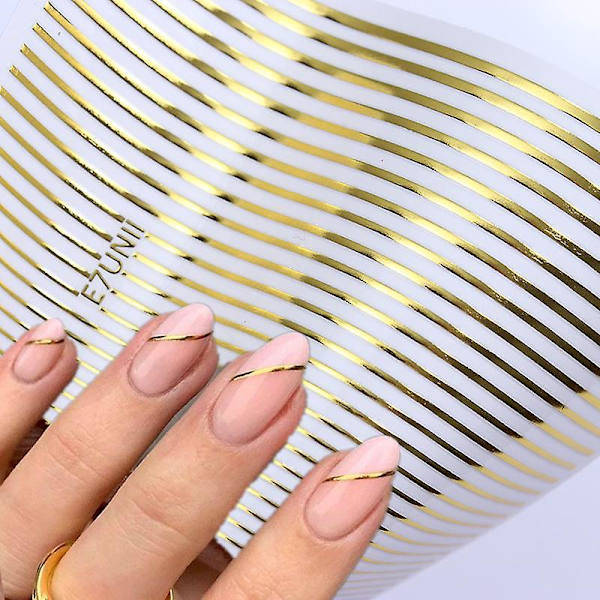 1 st Silver Gold Lines Stripe 3d Nail Sticker Nail Art Transfer Stickers