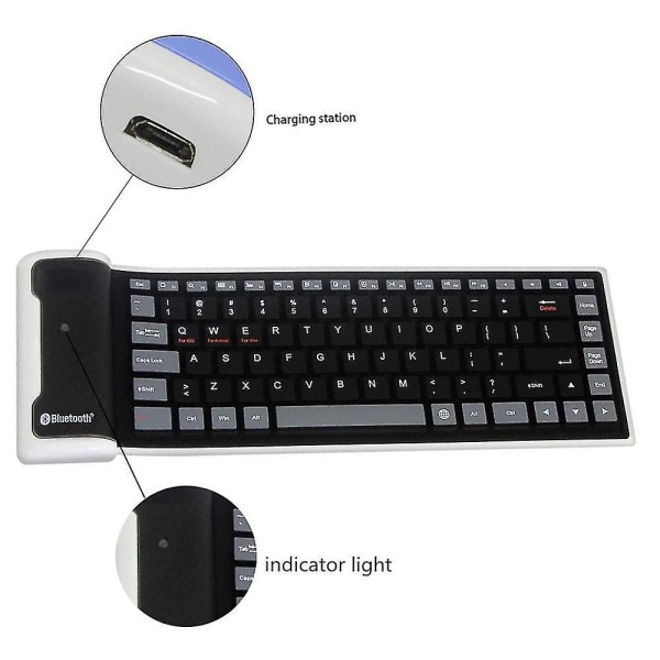 Taitettava kannettava Silent Click Silikoninen Vedenpitävä Rollup Keypad Ohut