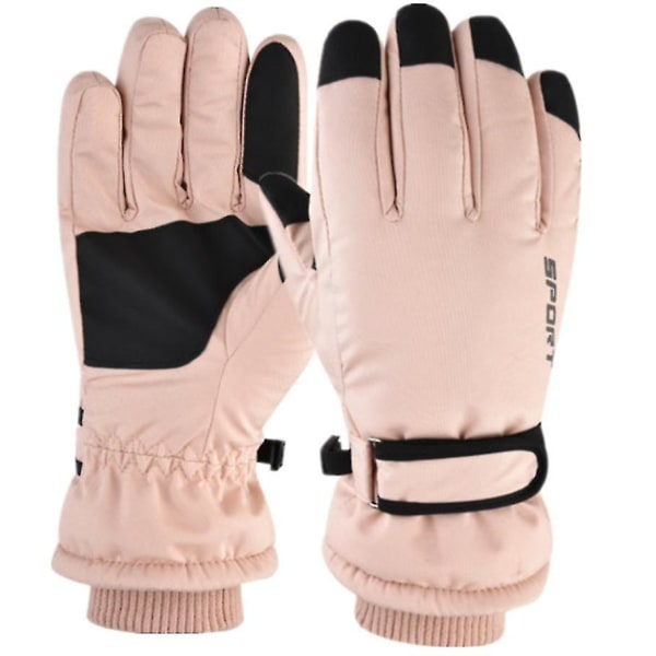 (pink) Velvet Thickened Waterproof Touch Screen Non-slip Gloves