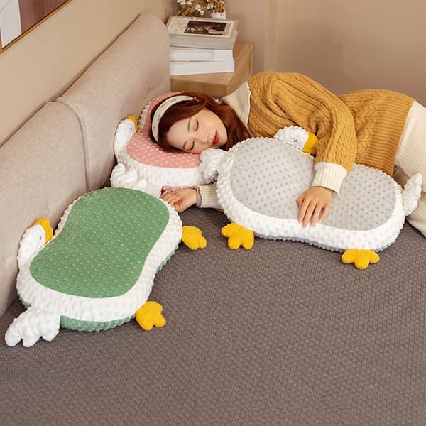 Kattmagekudde Memory Foam Långsam Återhämtning Prydnadskudde Gåsformad Ludd Enkel Kudde Grå