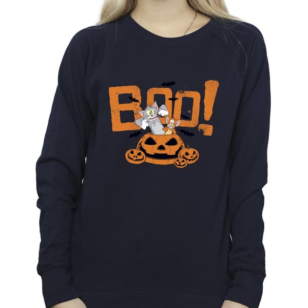 Tom & Jerry Dame Halloween Boo! Sweatshirt M Marineblå Navy Blue Navy Blue M