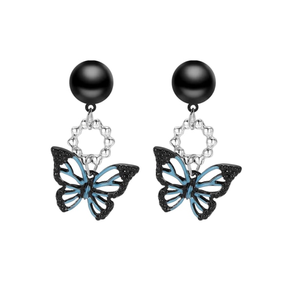 1 par kvinner øredobber asymmetrisk hjerte smykker dusk Cubic - svart