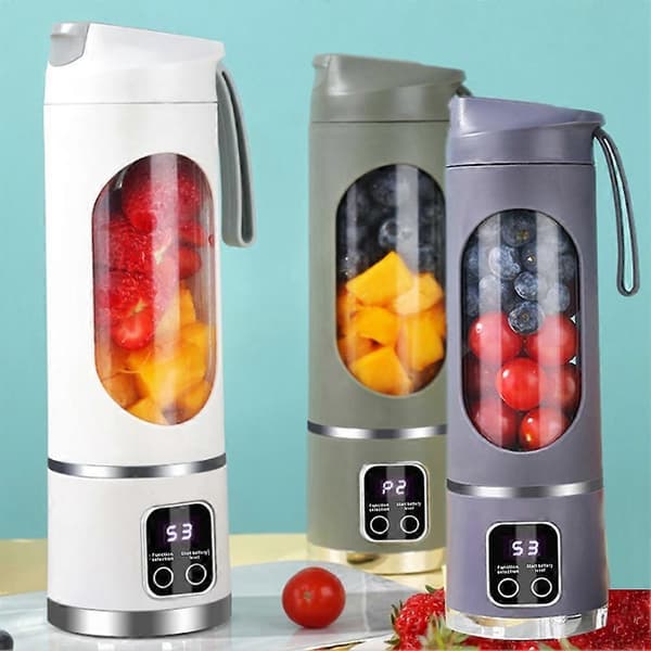 USB Genopladelig Bærbar Blender 8 Blade Mini Ismaskine med Digitalt Display 3 Tilstande Bærbar Blender Lilla Purple