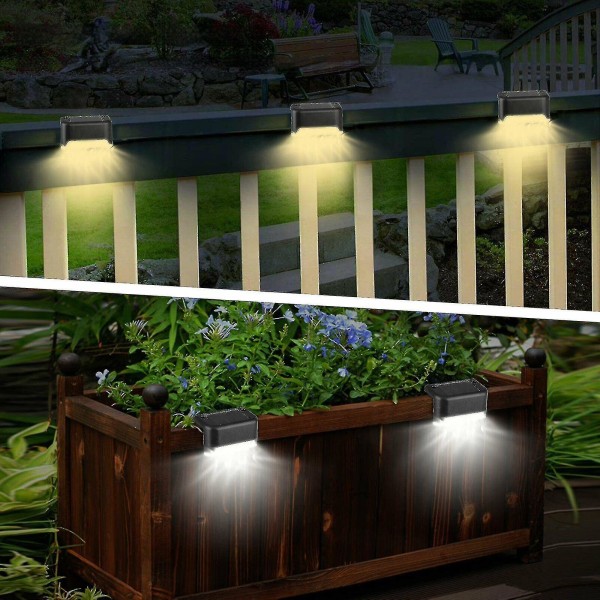 Solar Led Däck Belysning Utomhus Trädgård Uteplats Path Trappa Steg staket Lampa White-Brown 8PCS