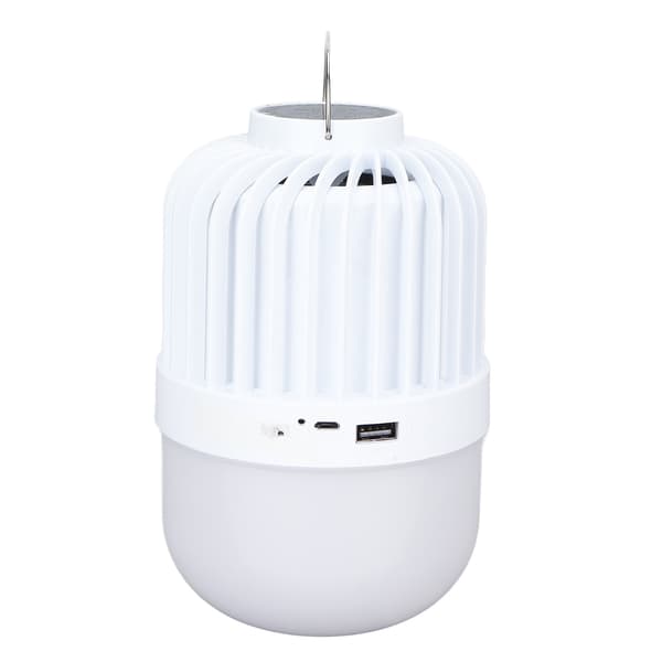 360 graders LED-campinglykt med høyttaler, 2000LM lysstyrke, USB-lading, 2 lysmoduser