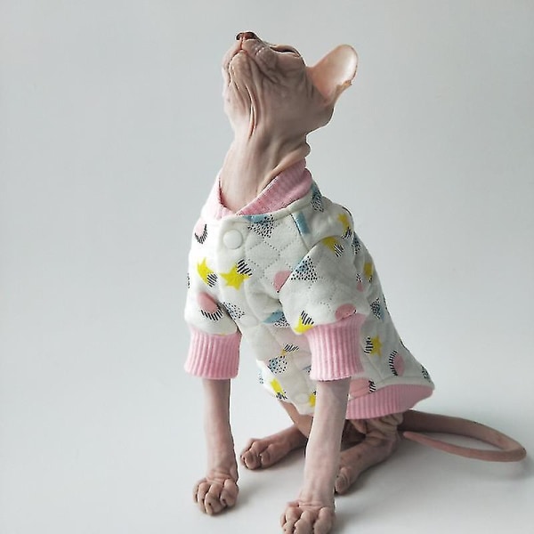 Hårlösa kattkläder Varm bomull Katt Sphinx Devon Kattkläder Mjuka hudvänliga kattkappor Katttillbehör Katttillbehör 1 Xs