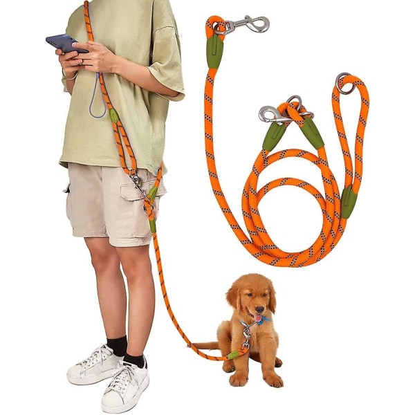 Håndfri hundkoppel Midja & Crossbody-rep med glidbart Holdbar for 2 hundar