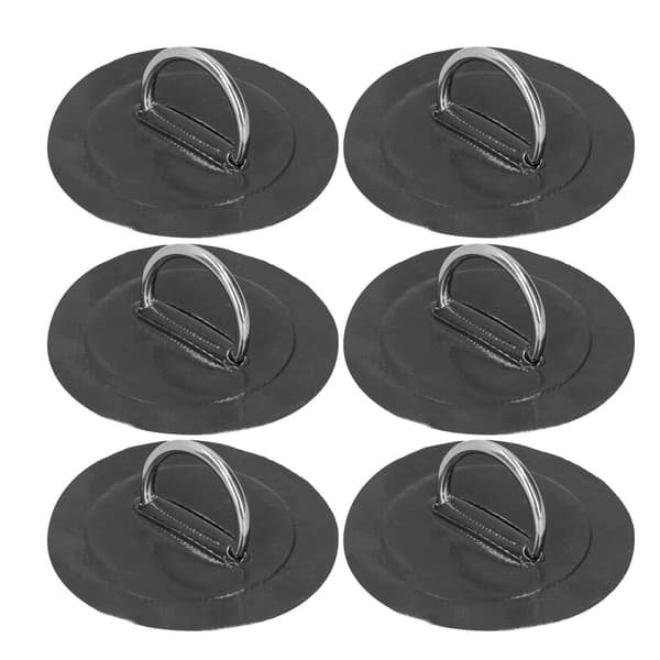 6st Uppblåsbar Båt Kajak D Ring Patch Marin Fixeringsspänne med Elastisk Bungee Snöre Svart