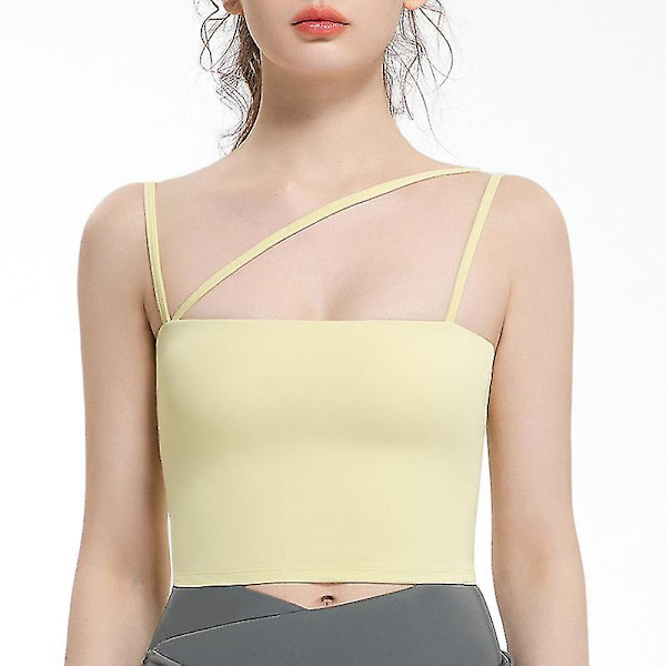 Yoga Tank Top Sports BH Tynn skulderrem Sling Top Fitness BH Yellow L