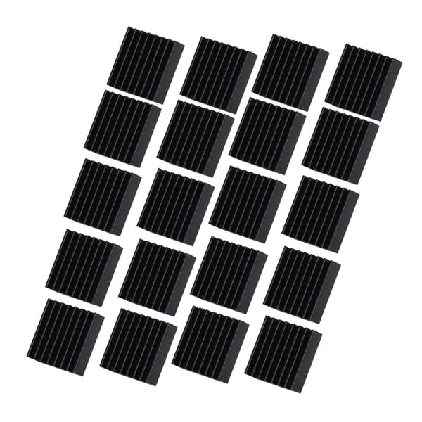 20 stk. køleplader Mini sort aluminium elektronisk komponent køleplader til PC-chips IC strømforsyninger elektrisk udstyr med klæbemiddel