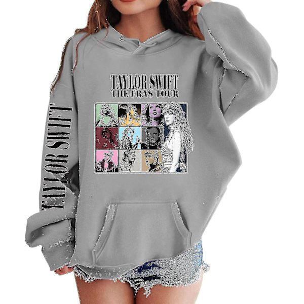 Luvtröjor för flickor 1989 Casual Taylor-tröja Barn Pojkar Swifts Pullover Konsertdräkt med huva för 4-14 år 01 gray 4 to 5T