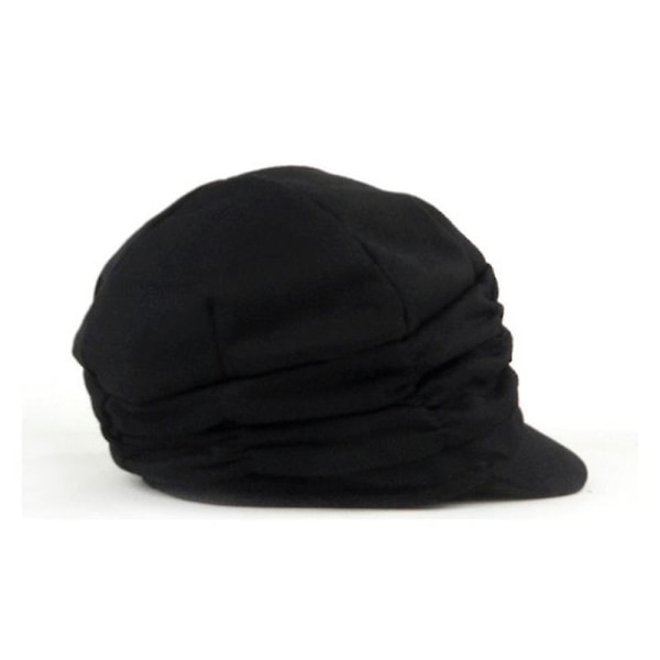 Platt cap för damer med toppad fransk hatt Damer Casual solida mössmössor Black