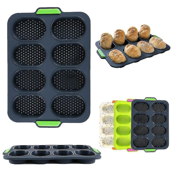 Mini Baguette Brød Baking Silikon Form Skuff Brød Non Stick Perforert Pan Form Green