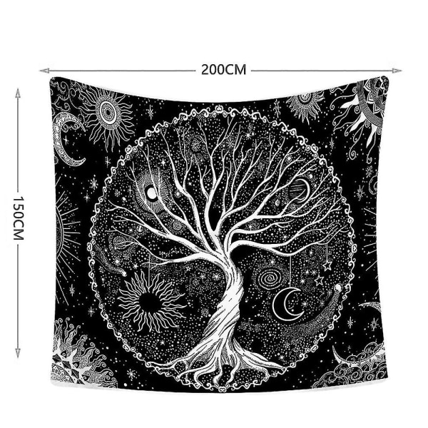 Sun Moon Tree Mystic Mystery Tapestry Seinäpeite Huonematto Riippuva peitto 200x150cm