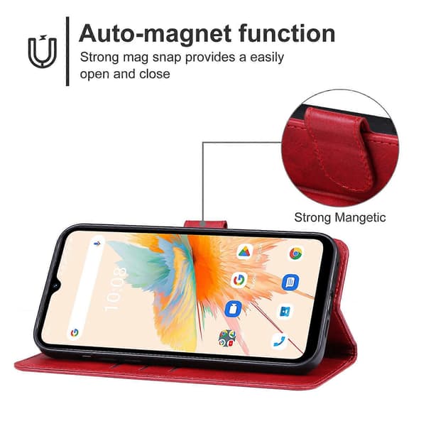 Telefonfodral i läder Red Red For UMIDIGI A15/A15C