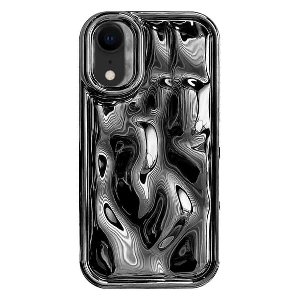 Elektropletteret Meteorit Tekstur TPU Telefoncover Sort Black For iPhone XR
