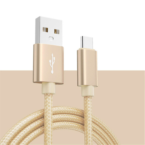 Samsung Galaxy Iphone Type C Usb-c 1m datalatauskaapeli Pikalaturin kaapeli punottu Gold Type-C