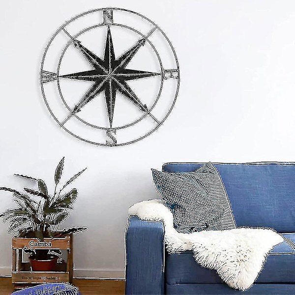 Metal Guideline Neulamaalaus Navigointikoristelu, Seinälle ripustettava Beach Theme House Decoration (musta) 1kpl