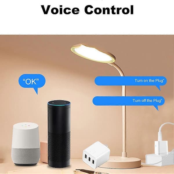 Tuya Wifi Smart Socket 3 Gang Type-C Smart Plug USB-adapter Smart Life APP Uafhængig stemmestyring til Alexa Google White