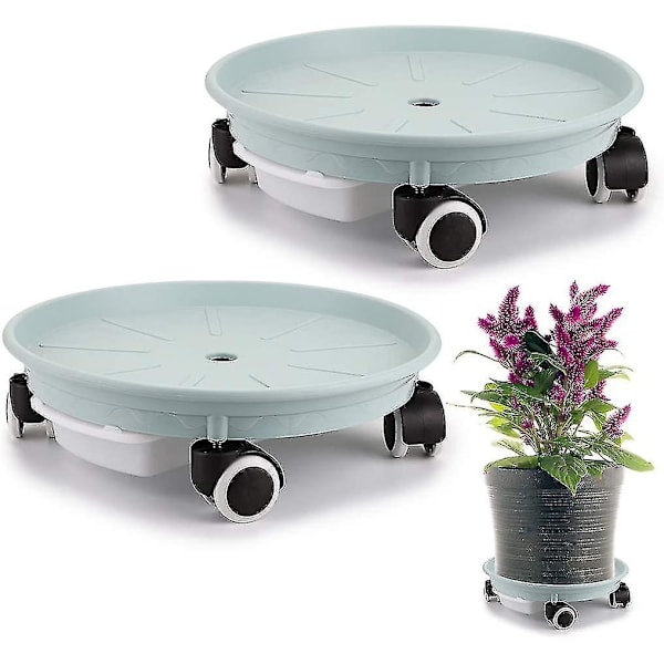 2 förpackningar Plant Caddy 34cm, Växtpall Med Vattenbehållare För Blomkrukor Ladda