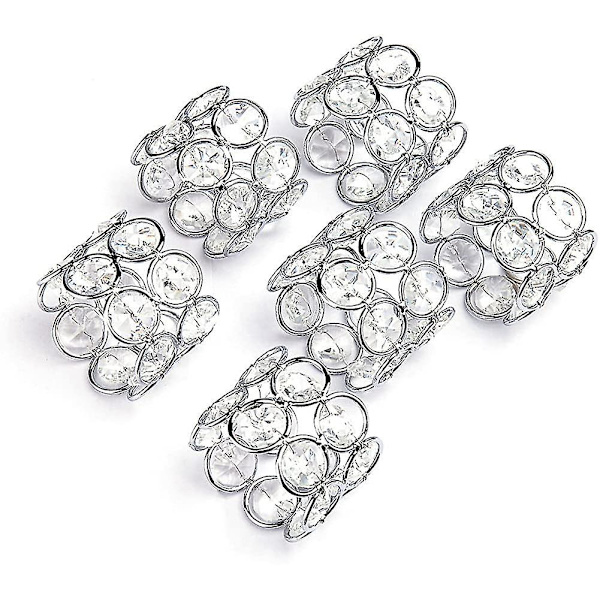 Lautasliinasormukset, 6 set :n sarja Käsintehdyt lautasliinasormukset Sparkly Crystal Beads Pöytä