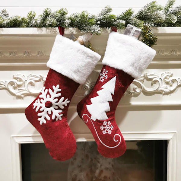 Stor julstrumpa Klassiska Ren Xmas Cuff Strumpor Dekorationer
