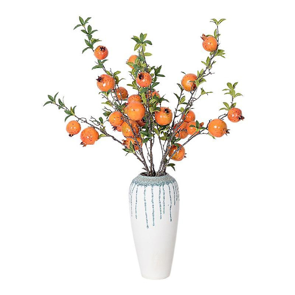 Simulering Blomma Granatäpple 6 Frukt Med Löv Och Stor Gren Växt Modell Rum Hotell Hem Mjuk Granatäpple Frukt red