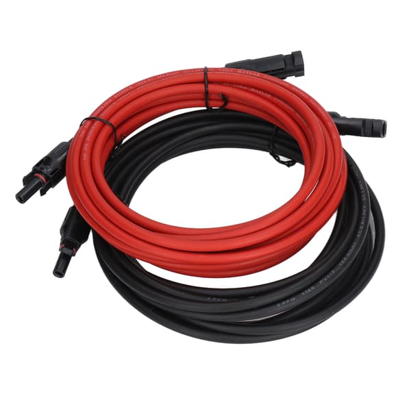 2 stk. 10AWG 6mm² Solpanel Forlængerkabel 1000V DC Rød Sort 5m 16.4ft