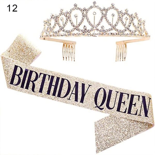 1 Set Shoulder Strap Pretty Hair Accessories Women Queen Crown Party Decoration For Birthday 12