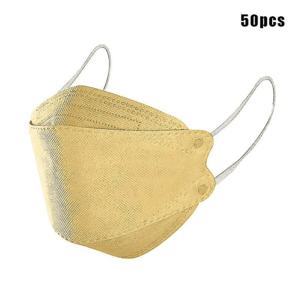 10/30/50 stykker Engangsansiktsmasker for voksne ekte 4 lags pannebånd Justerbar nesestropp pustende 50 STK Gul 50PCS Yellow