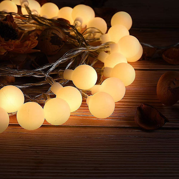 Globe String Lights Batteridriven 40 Led Fairy String Lights, 8 lägen, Vattentät dekorativt ljus - Varmvitt