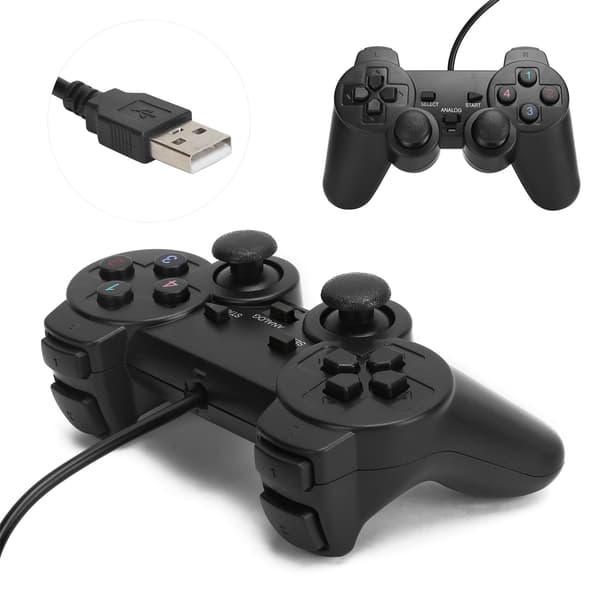 Retro USB Kablet Spillkontroller 1,5 meter Kabel for PS2 Svart